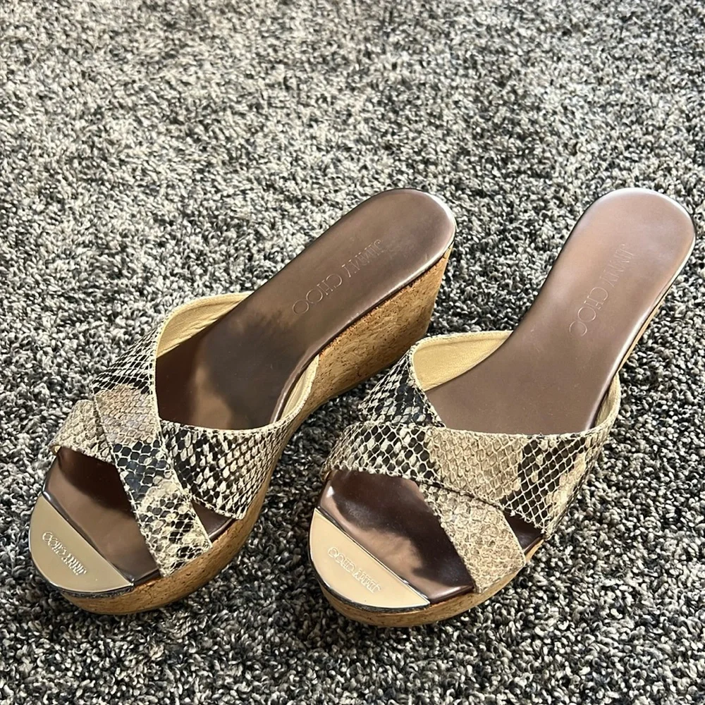 Jimmy Choo snakeskin wedges, worn once - Picture 1 of 3